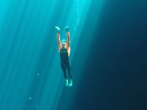 Freediver and Freefall Academy Intructor Tyler Van Roden doing some fun CNF dives