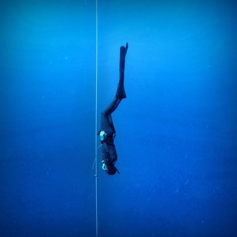 Freefall in Freediving with bi-fins